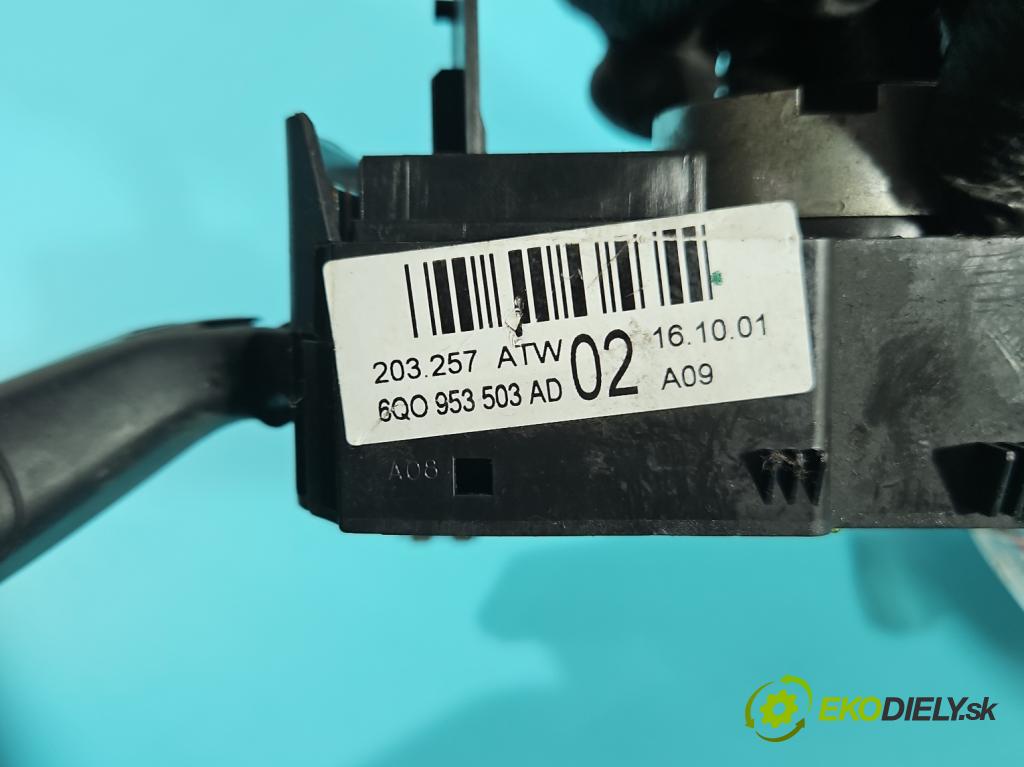 Vw Polo IV 9N 2001-2009 1.2 12v 64 HP manual 47 kW 1198 cm3 5- prepínač komplex: 6Q0953503AD (Prepínacie páčky pod volantom)