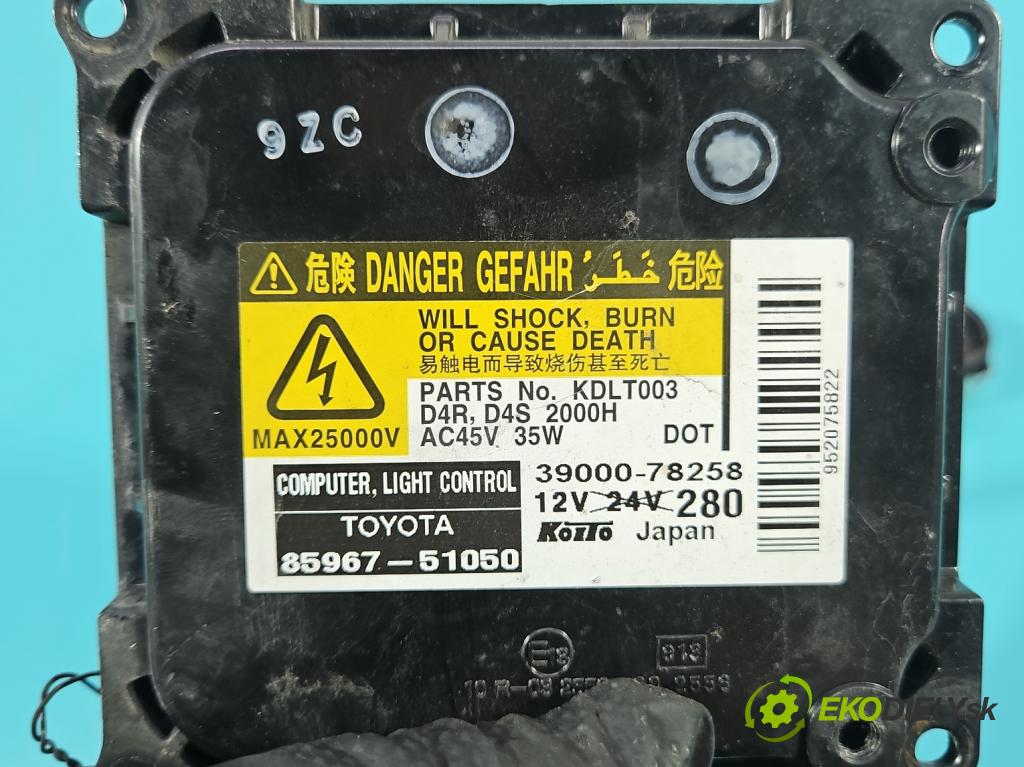 Toyota Avensis III T27 2009-2018 2.0 16v 152KM manual 112 kW 1987 cm3 5- střídač: xenon 85967-51050 (Riadiaca jednotka xenónu)