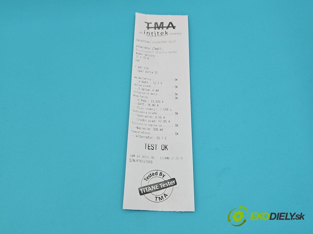 Opel Astra II 1998-2009 1.6 16v 101 HP manual 74 kW 1598 cm3 4- Alternator 0124225024 (Alternátor)