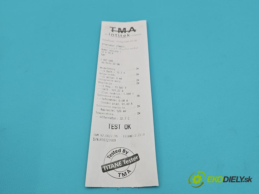 Vw Polo IV 9N 2001-2009 1.2 12v 64 HP manual 47 kW 1198 cm3 5- Alternator 03D903025D (Alternátor)