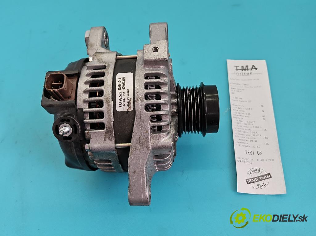 Toyota Avensis III T27 2009-2018 2.0 16v 152KM manual 112 kW 1987 cm3 5- Alternator 021080-1790 (Alternátor)