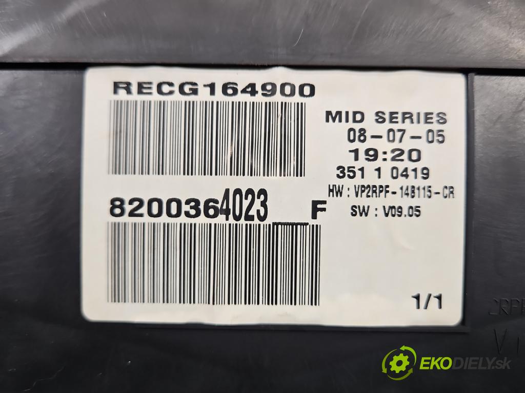 Renault Megane II 2003-2008 1.6 16v 113 HP manual 83 kW 1598 cm3 3- prístrojovka/ budíky 8200364023F (Prístrojová doska)