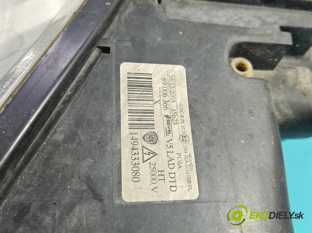 Lancia Phedra 2002-2010 2.2 JTD 128 HP manual 94 kW 2179 cm3 5- Reflektor: pravý 1494333080 (Svetlo predné pravé)