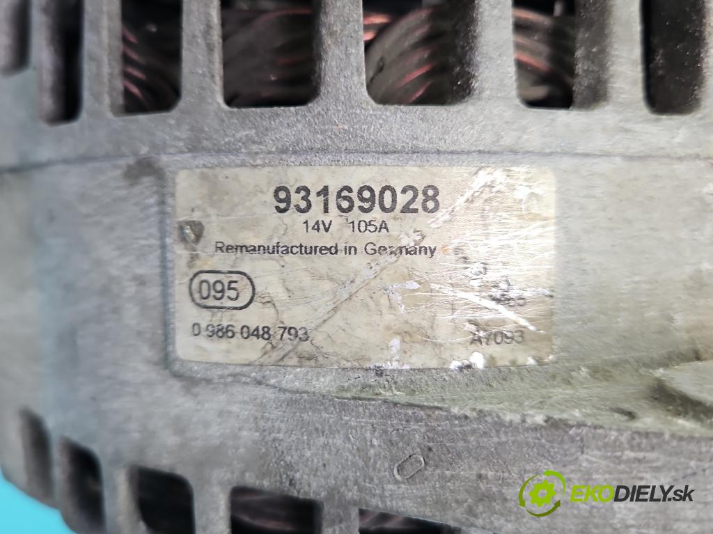 Opel Astra III 2004-2014 1.9 cdti 120 hp manual 88 kW 1910 cm3 5- Alternator 0986048793 (Alternátor)