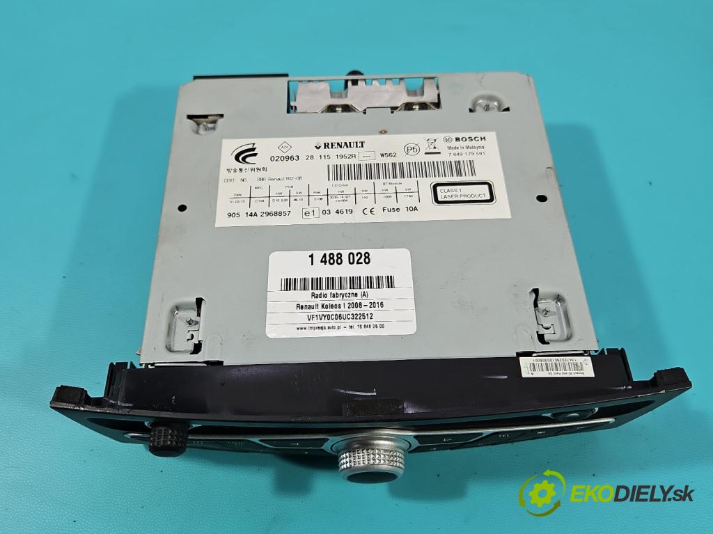 Renault Koleos I 2008-2016 2.5 16V 167 HP manual 123 kW 2488 cm3 5- Radio originál 281151952R