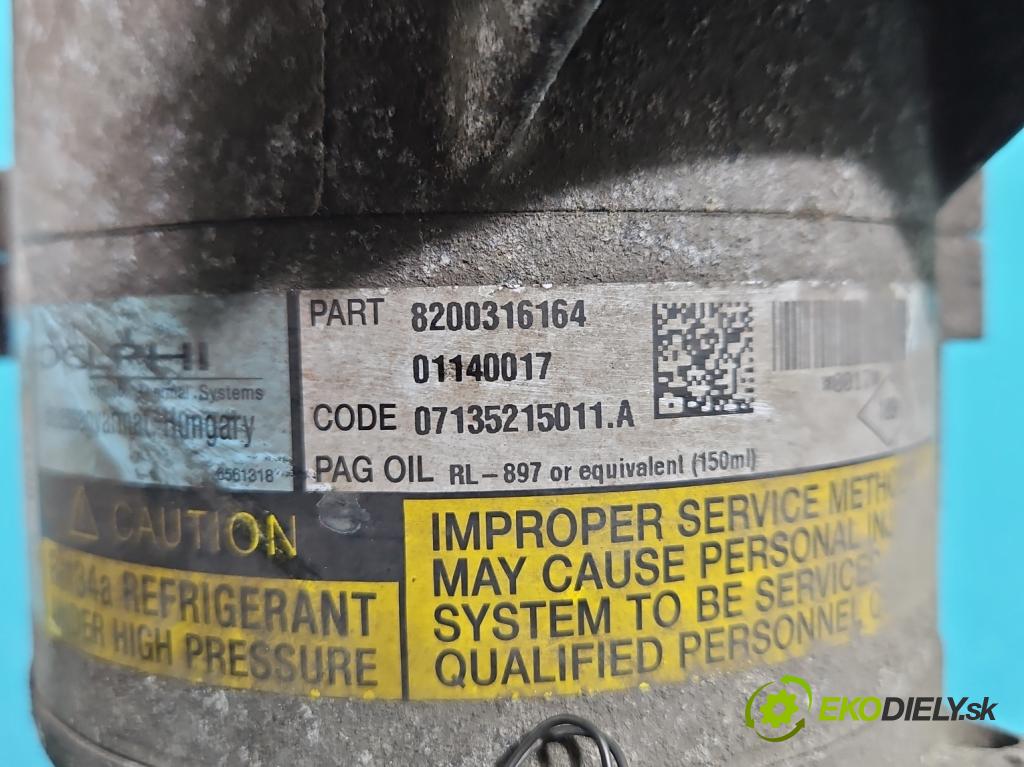 Renault Megane II 2003-2008 1.6 16v 113 HP manual 83 kW 1598 cm3 3- Kompresor: klimatizácie 8200316164 (Kompresor klimatizácie)