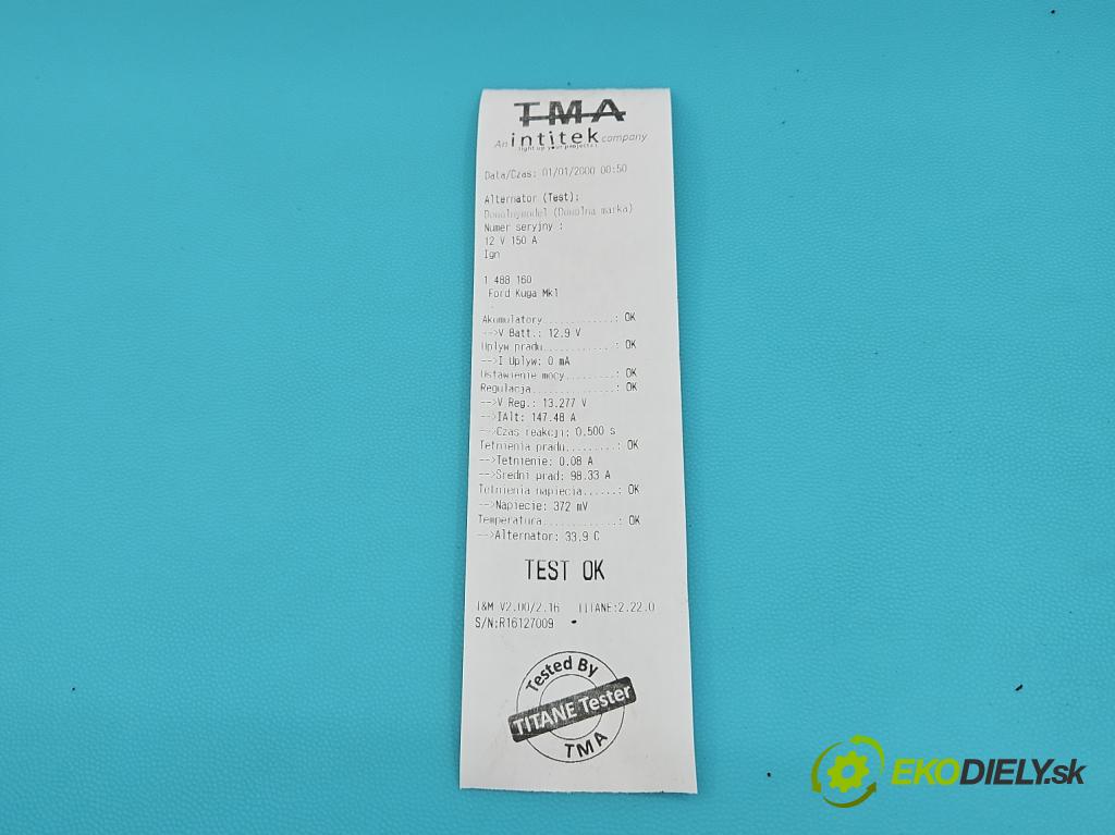 Ford Kuga Mk1 2008-2013 2.0 tdci 136 HP manual 100 kW 1997 cm3 5- Alternator 0986049071 (Alternátor)