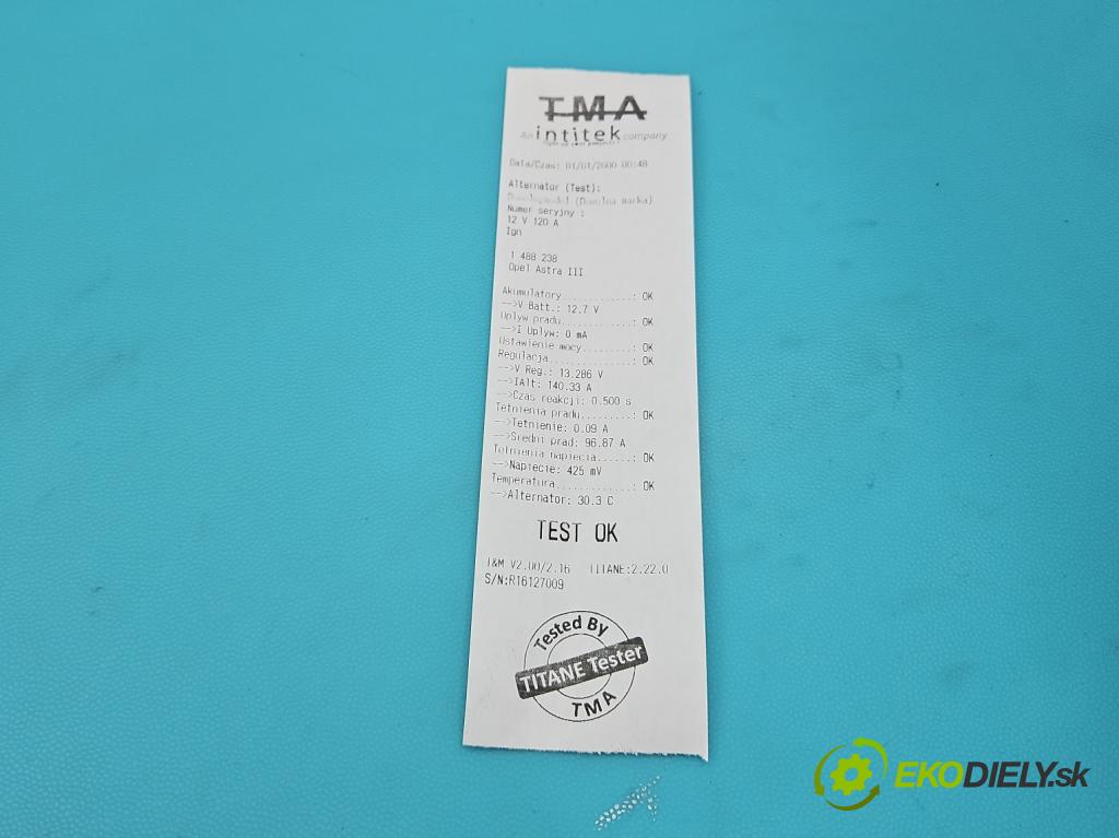 Opel Astra III 2004-2014 1.9 cdti 150 HP manual 110 kW 1910 cm3 5- Alternator  (Alternátor)