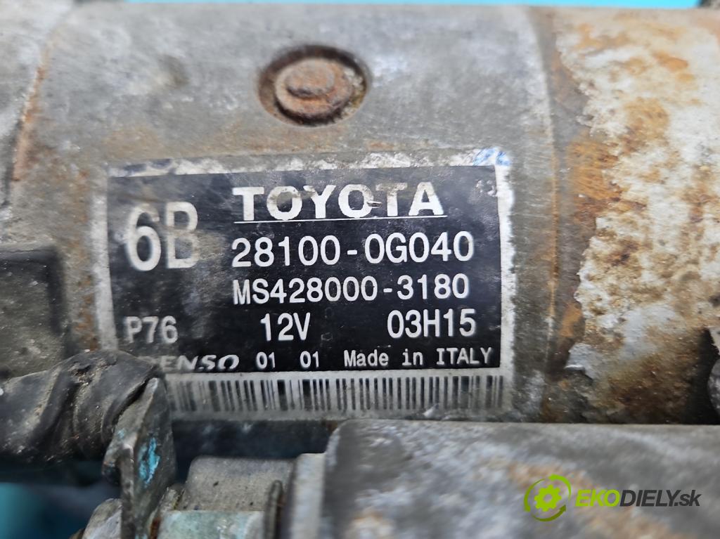 Toyota Corolla Verso II 2004-2009 2.2 D4D 177 HP manual 130 kW 2231 cm3 5- štartér 28100-0G040 (Štartér)