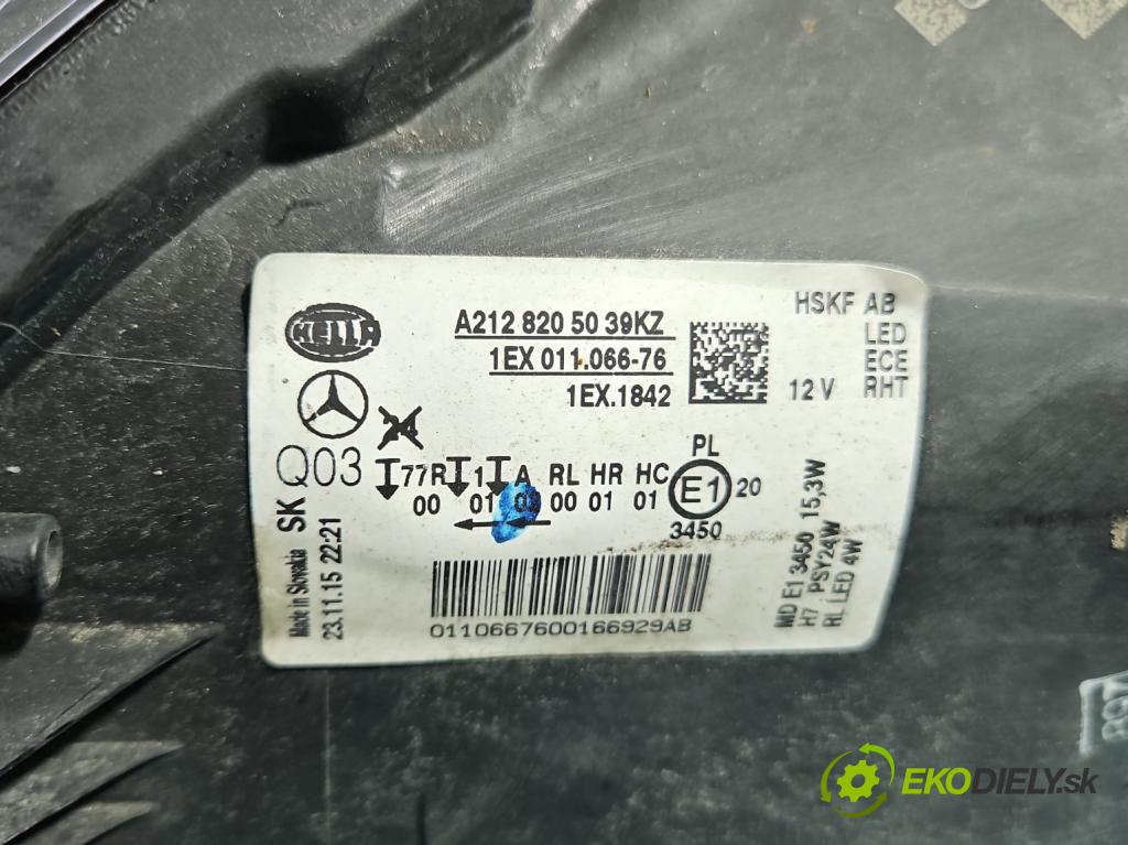 Mercedes E W212 2009-2016 2.2 cdi 136 HP automatic 100 kW 2143 cm3 5- Reflektor: pravý A2128205039KZ (Svetlo predné pravé)