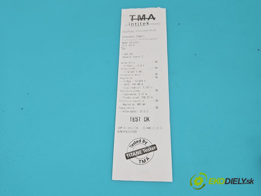 Renault Scenic I 1996-2003 1.9 dci 102 HP manual 75 kW 1870 cm3 5- Alternator  (Alternátor)