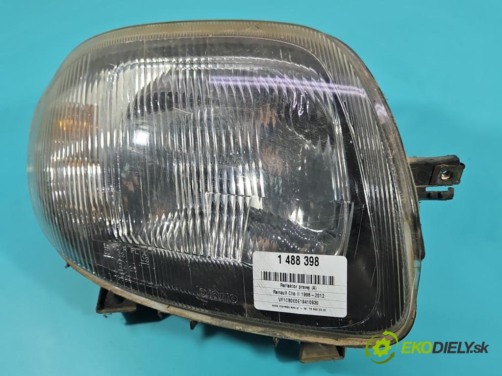 Renault Clio II 1998-2012 1.9d 64 HP manual 47 kW 1870 cm3 3- Reflektor: pravý  (Svetlo predné pravé)