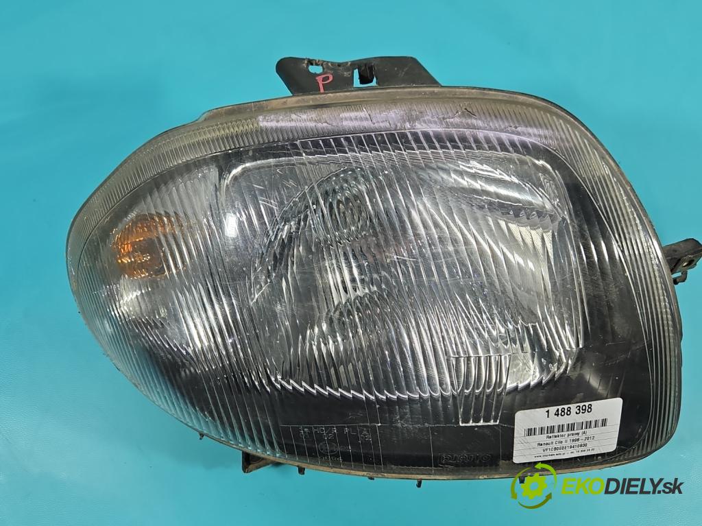 Renault Clio II 1998-2012 1.9d 64 HP manual 47 kW 1870 cm3 3- Reflektor: pravý  (Svetlo predné pravé)