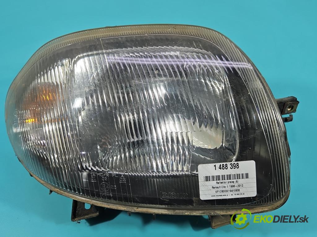 Renault Clio II 1998-2012 1.9d 64 HP manual 47 kW 1870 cm3 3- Reflektor: pravý  (Svetlo predné pravé)