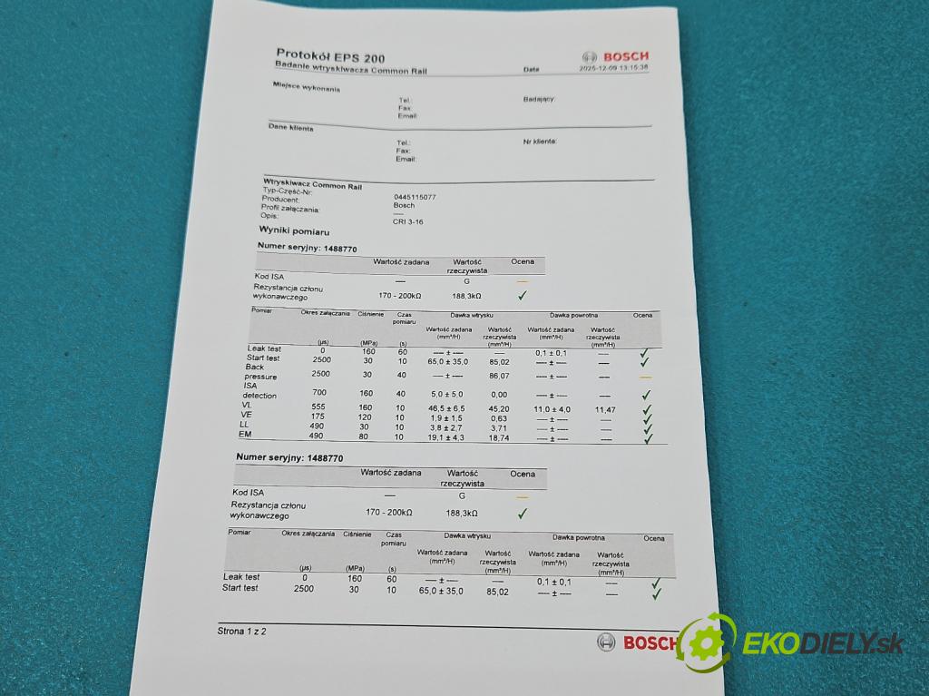 Bmw X3 E83 2003-2010 3.0d 218 HP automatic 160 kW 2993 cm3 5- vstrek 0445115077 (Vstrekovač paliva)