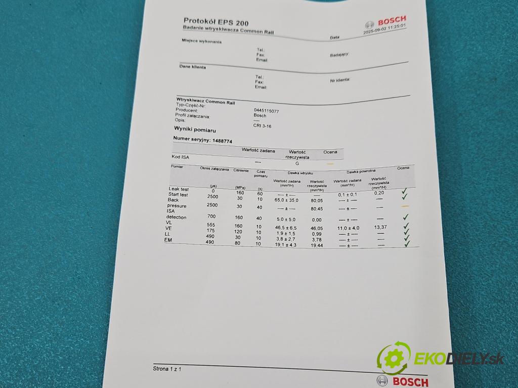 Bmw X3 E83 2003-2010 3.0d 218 HP automatic 160 kW 2993 cm3 5- vstrek 0445115077 (Vstrekovač paliva)