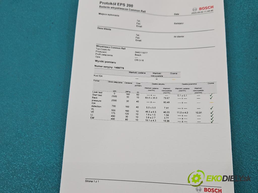 Bmw X3 E83 2003-2010 3.0d 218 HP automatic 160 kW 2993 cm3 5- vstrek 0445115077 (Vstrekovač paliva)