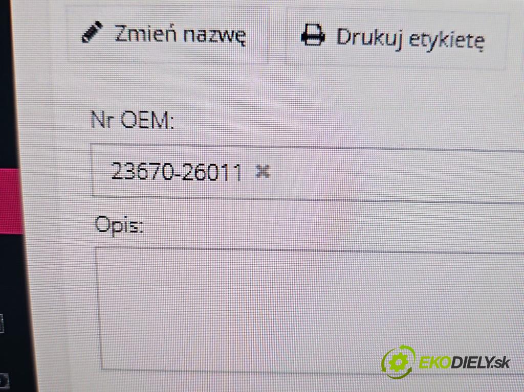 Toyota Corolla Verso II 2004-2009 2.2 D4D 177 HP manual 130 kW 2231 cm3 5- vstrek 23670-26011 (Vstrekovač paliva)