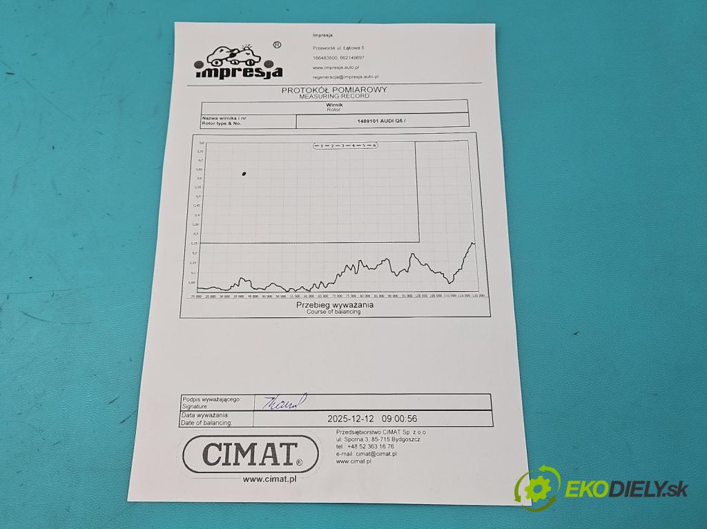 Audi Q5 2008-2016 2.0 tfsi: 220KM automatic 162 kW 1984 cm3 5- turbodúchadlo, turbo repasovaná 06H145702R