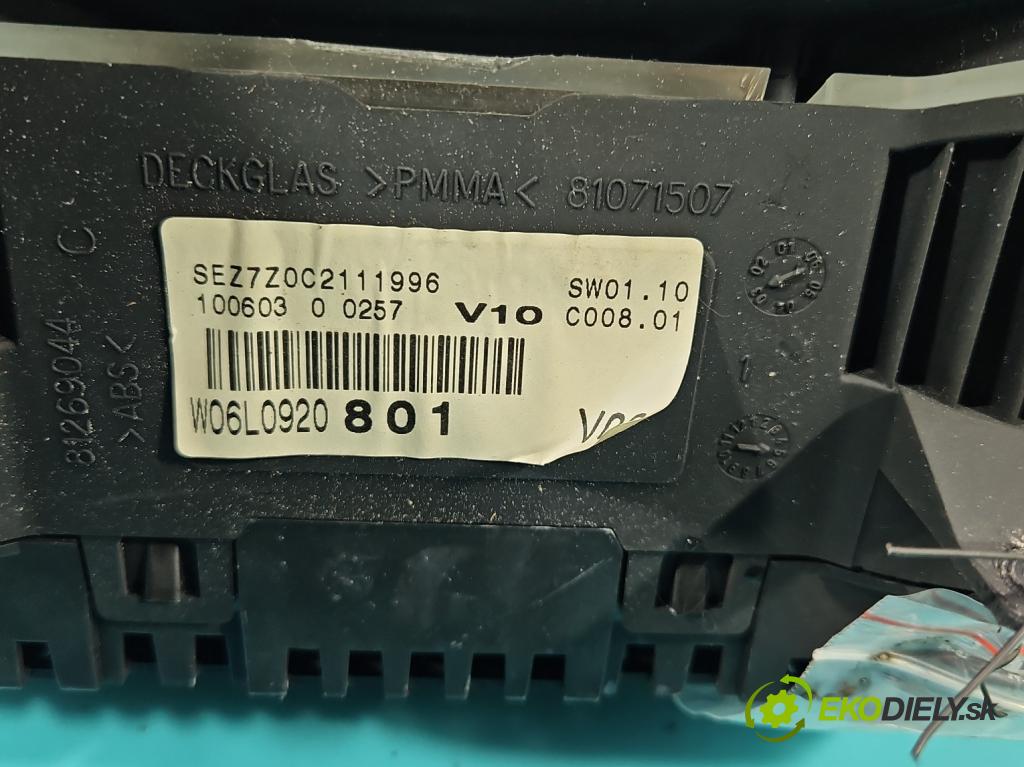 Seat Ibiza III 6L 2002-2008 1.4 16V 75 HP manual 55 kW 1390 cm3 5- prístrojovka/ budíky 110080104009A (Prístrojová doska)