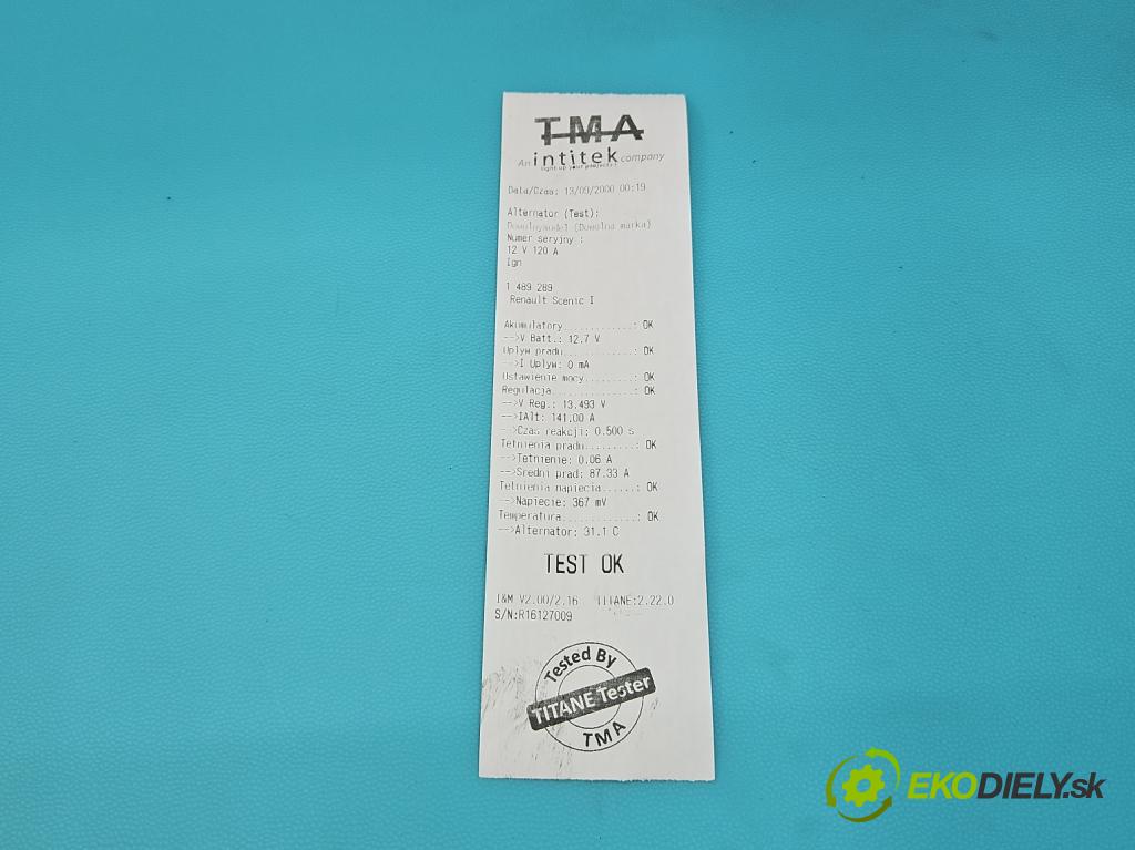 Renault Scenic I 1996-2003 1.9 DCI 102 HP manual 75 kW 1870 cm3 5- Alternator 437322 (Alternátor)