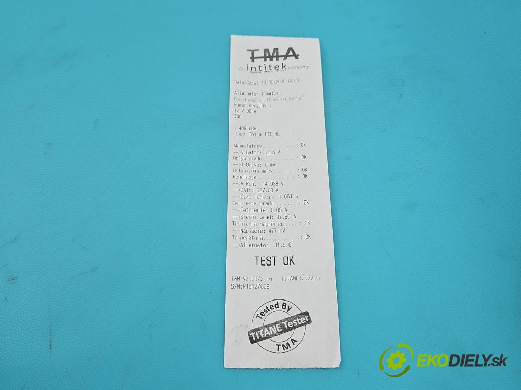 Seat Ibiza III 6L 2002-2008 1.4 16V 75 HP manual 55 kW 1390 cm3 5- Alternator 037903925M (Alternátor)