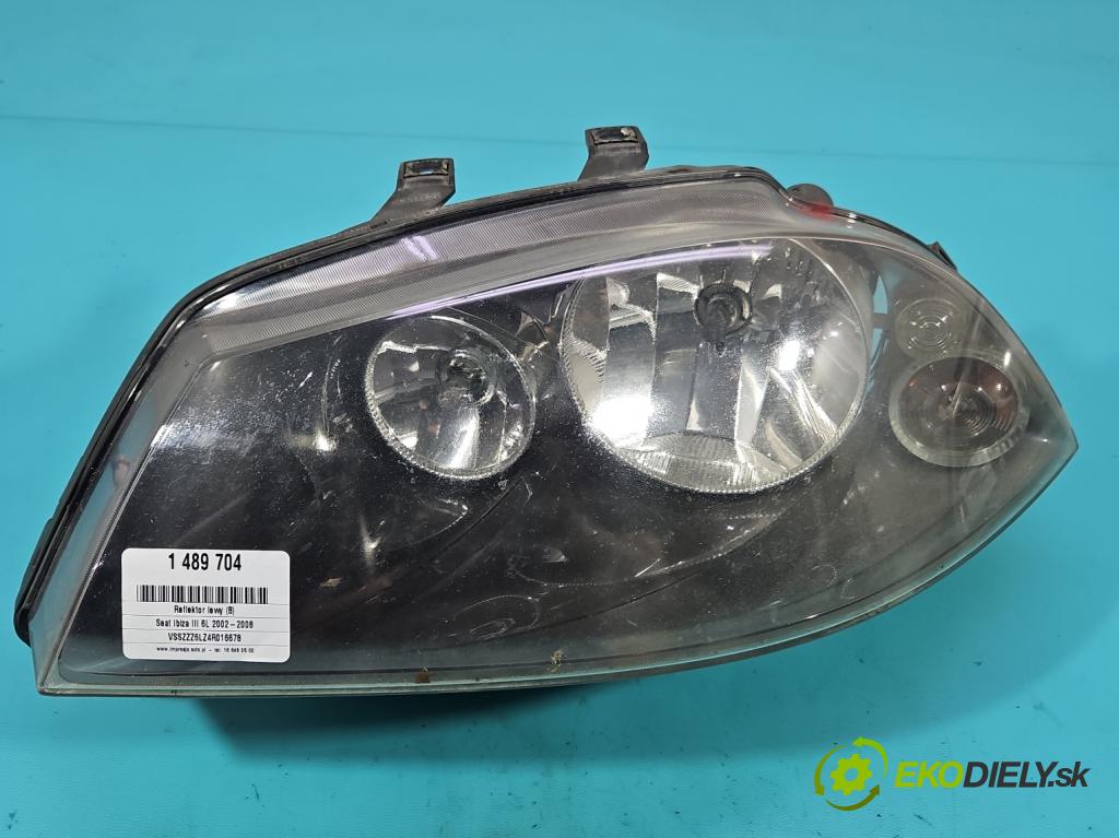 Seat Ibiza III 6L 2002-2008 1.4 16V 75 HP manual 55 kW 1390 cm3 5- Reflektor: ľavý  (Kľučka dverí ostatné)