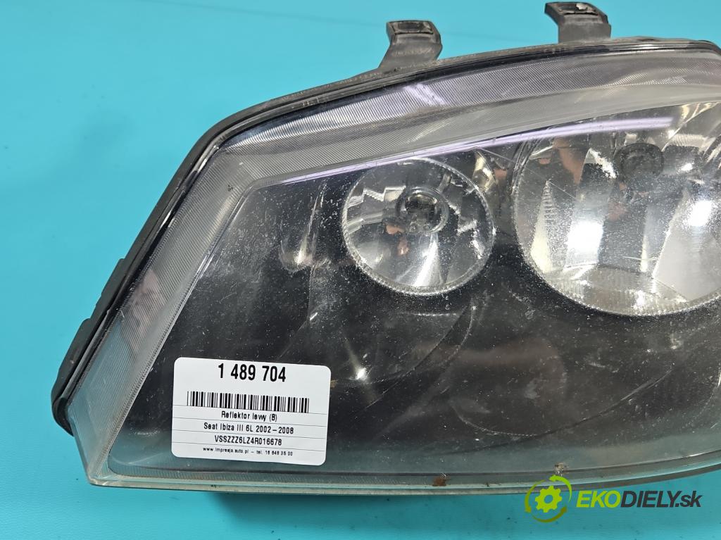Seat Ibiza III 6L 2002-2008 1.4 16V 75 HP manual 55 kW 1390 cm3 5- Reflektor: ľavý  (Kľučka dverí ostatné)