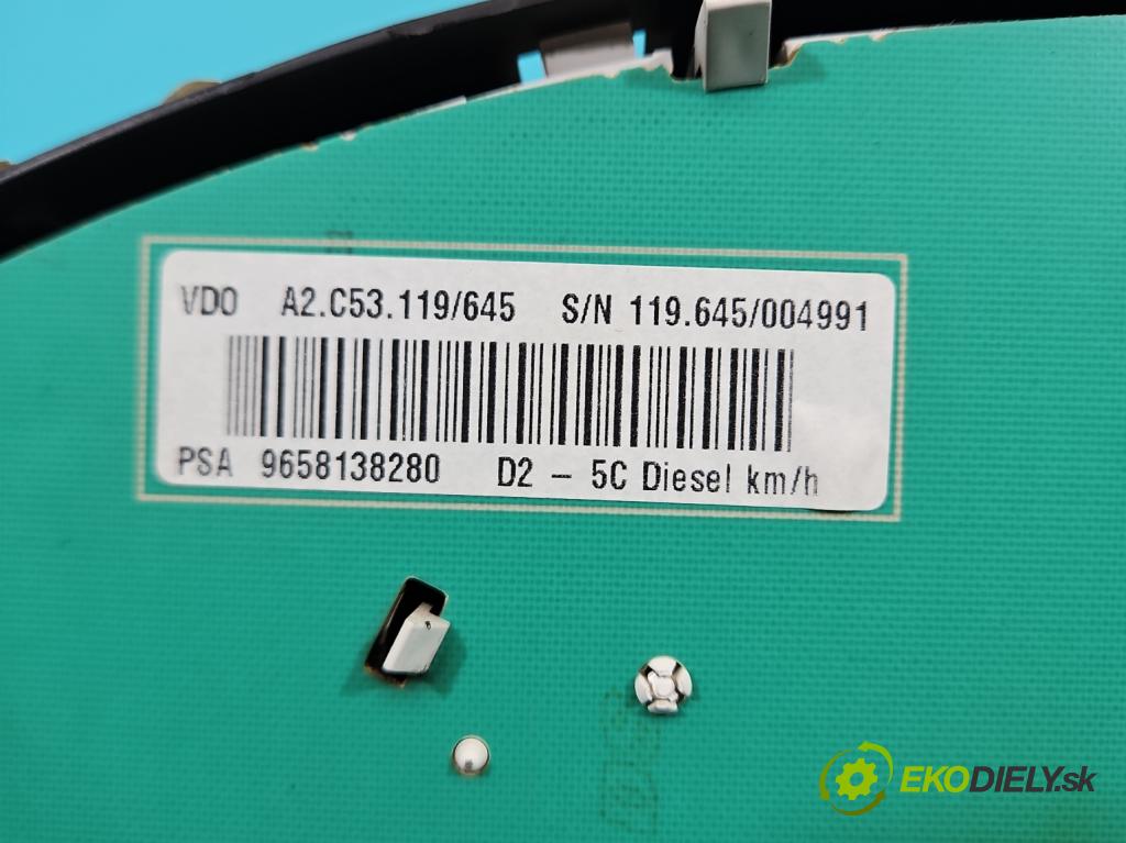 Peugeot 407 1.6 hdi 109 HP manual 80 kW 1560 cm3 5- prístrojovka/ budíky A2C53119/645 (Prístrojová doska)