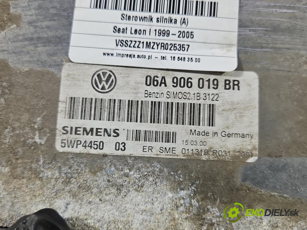 Seat Leon I 1999-2005 1.6 SR 101 HP manual 74 kW 1595 cm3 5- riadiaca jednotka motora 06A906019BR