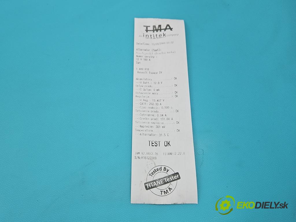 Renault Espace IV 2003-2014 2.0 T 163 HP manual 120 kW 1998 cm3 5- Alternator 03L903024L (Alternátor)