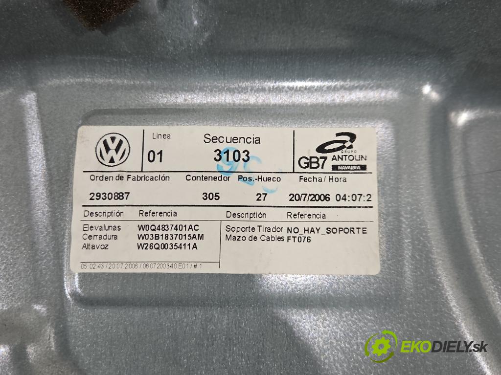 Vw Polo IV 9N 2001-2009 1.4 tdi 69KM manual 51 kW 1422 cm3 5- mechanismus stahování přední levý 6Y2959802