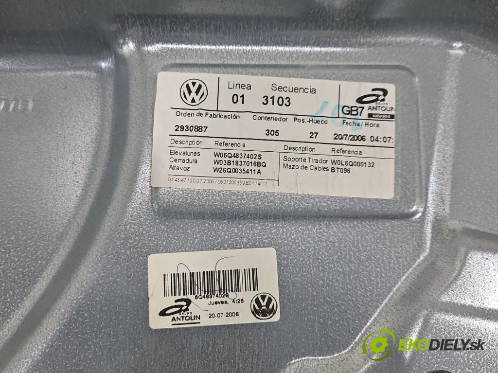 Vw Polo IV 9N 2001-2009 1.4 tdi 69KM manual 51 kW 1422 cm3 5- mechanismus stahování přední pravý 6Y2959801