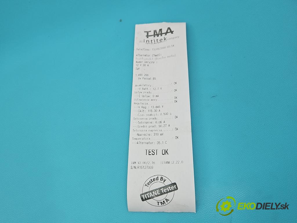 Vw Passat B5 1995-2005 1.8b 150 HP manual 110 kW 1781 cm3 5- Alternator 06B903016A (Alternátor)