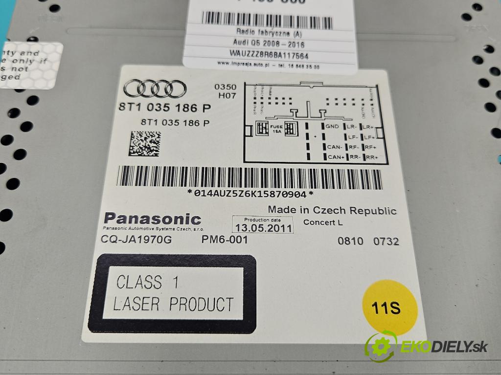 Audi Q5 2008-2016 2.0 tdi 170 HP manual 125 kW 1968 cm3 5- Radio originál 8T1035186P