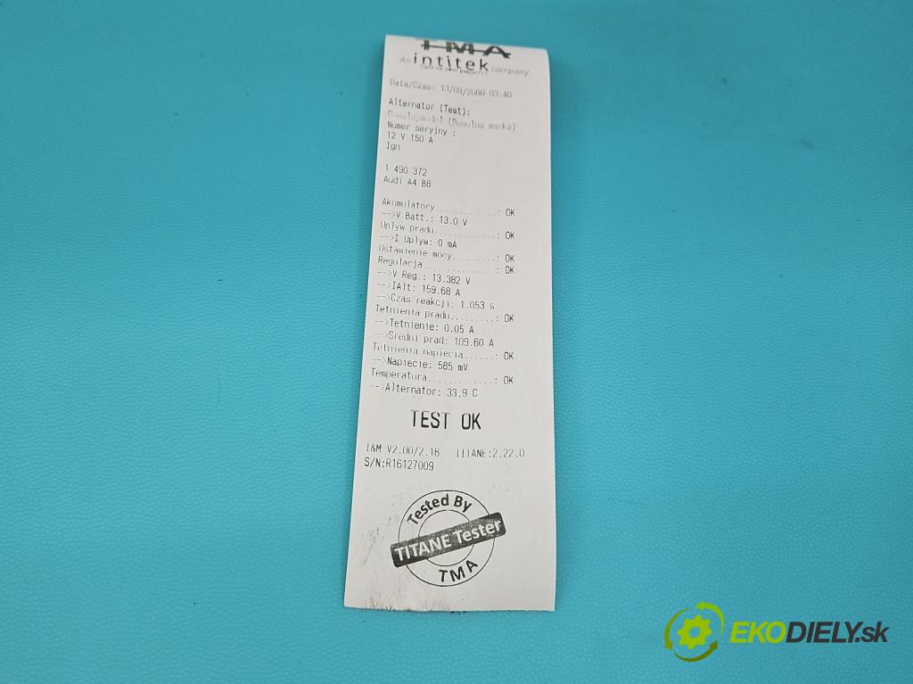 Audi A4 B8 2007-2015 2.7 tdi 190 HP automatic 140 kW 2698 cm3 4- Alternator 059903016J (Alternátor)