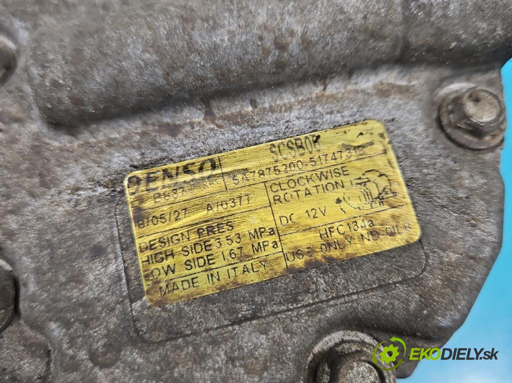 Fiat 500 2007-2020 1.2 8V 69KM manual 51 kW 1242 cm3 3- Kompresor: klíma 51747318 (Kompresor klimatizace)