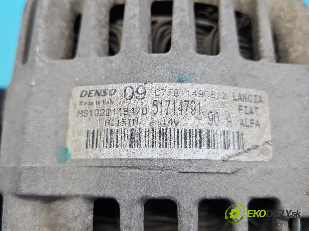 Fiat 500 2007-2020 1.2 8V 69KM manual 51 kW 1242 cm3 3- Alternator 51714791 (Alternátor)
