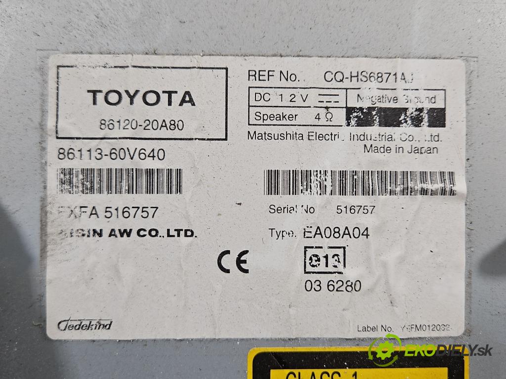 Toyota Avensis III T27 2009-2018 2.0 D4D 126 HP manual 93 kW 1998 cm3 5- Radio originál 86120-20A80