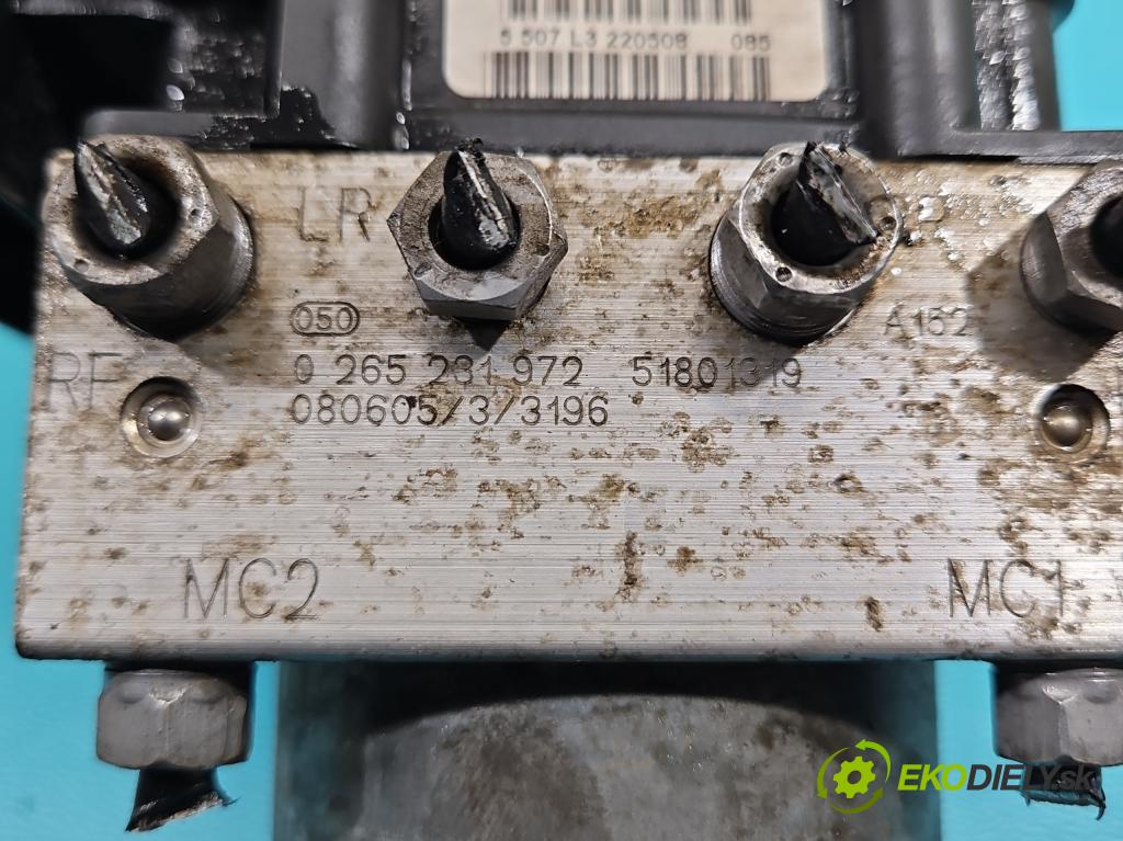 Fiat 500 2007-2020 1.2 8V 69KM manual 51 kW 1242 cm3 3- čerpadlo abs 0265800648 (Pumpa ABS)