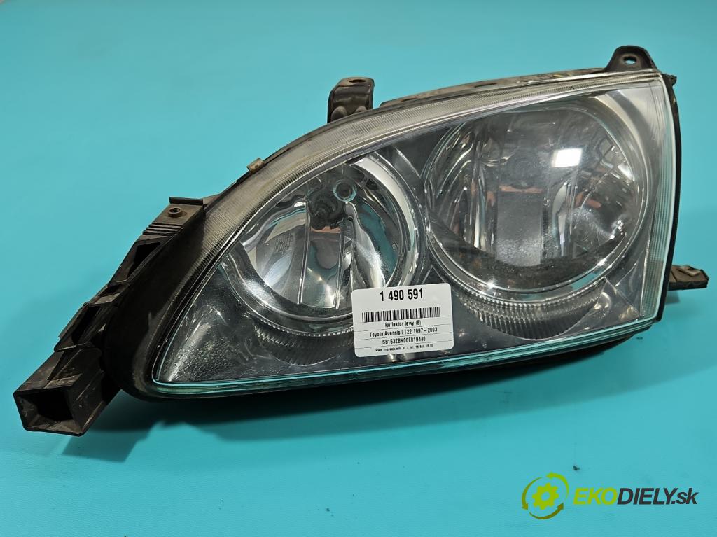 Toyota Avensis I T22 1997-2003 1.6 vvti 110 HP manual 81 kW 1598 cm3 4- Reflektor: ľavý  (Kľučka dverí ostatné)