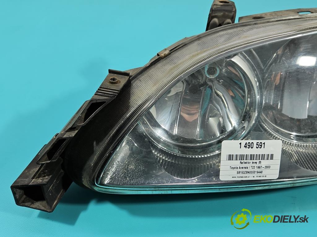 Toyota Avensis I T22 1997-2003 1.6 vvti 110 HP manual 81 kW 1598 cm3 4- Reflektor: ľavý  (Kľučka dverí ostatné)