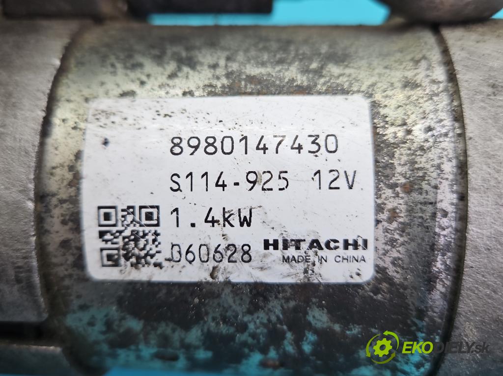Opel Meriva A 2002-2010 1.7 cdti 101 HP manual 74 kW 1686 cm3 5- štartér 8980147430 (Štartér)