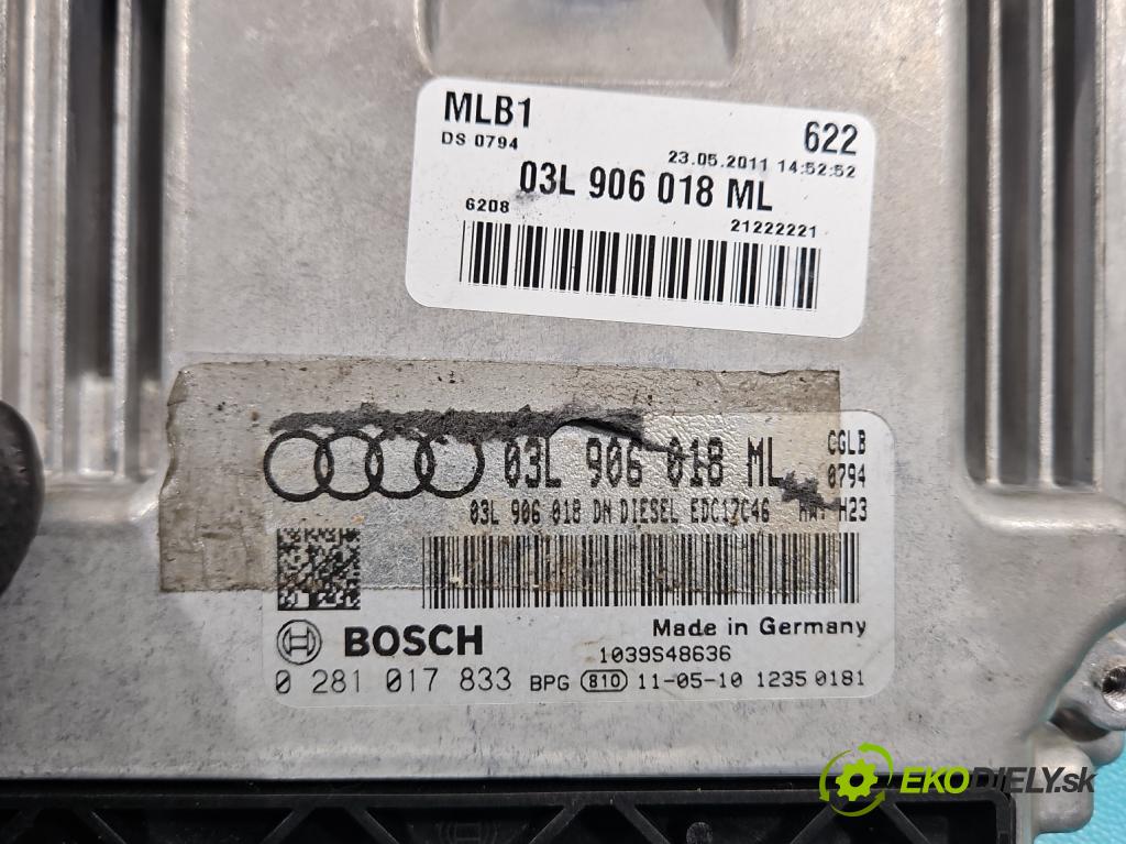 Audi Q5 2008-2016 2.0 tdi 170 HP manual 125 kW 1968 cm3 5- riadiaca jednotka motora 03L906018ML