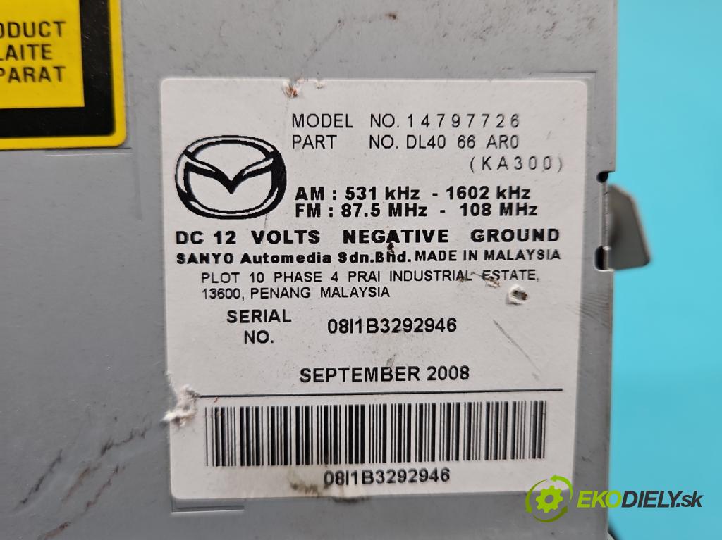 Mazda 2 II 2007-2014 1.3 16V 75 HP manual 55 kW 1349 cm3 5- Radio originál 14797726