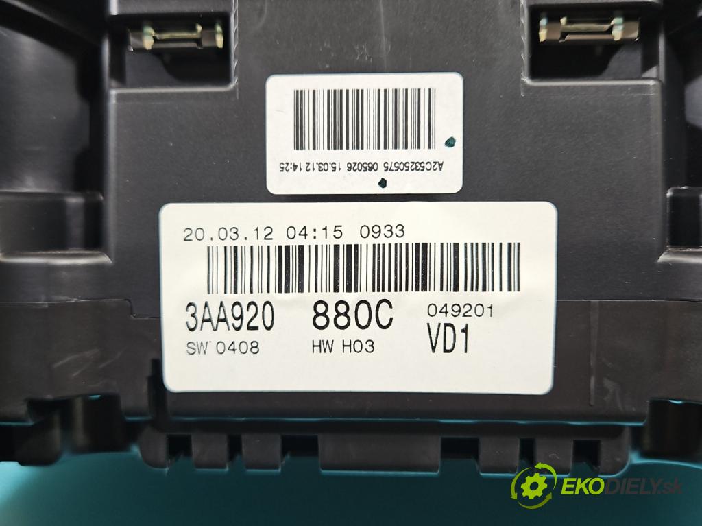 Vw Passat B7 2010-2014 2.0 tdi 140 HP automatic 103 kW 1968 cm3 5- prístrojovka/ budíky 3AA920880C (Prístrojová doska)