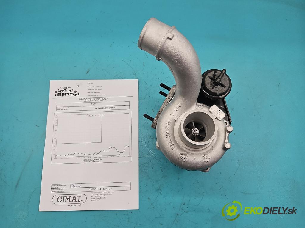 Renault Master II 1998-2010 2.5 dci 99 HP manual 73 kW 2463 cm3 5- turbodúchadlo, turbo repasovaná K03-055