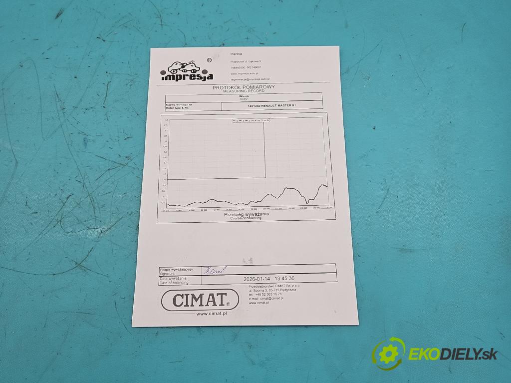 Renault Master II 1998-2010 2.5 dci 99 HP manual 73 kW 2463 cm3 5- turbodúchadlo, turbo repasovaná K03-055