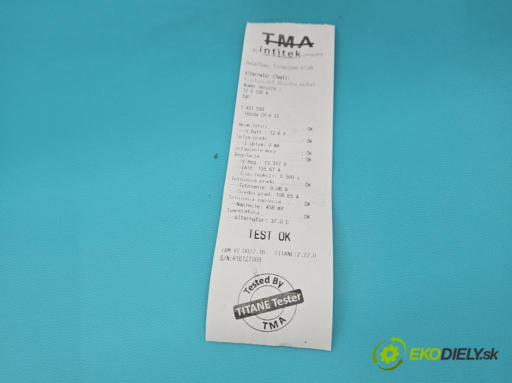 Honda CR-V II 2001-2006 2.2 i-CTDi 140 HP manual 103 kW 2204 cm3 5- Alternator  (Alternátor)