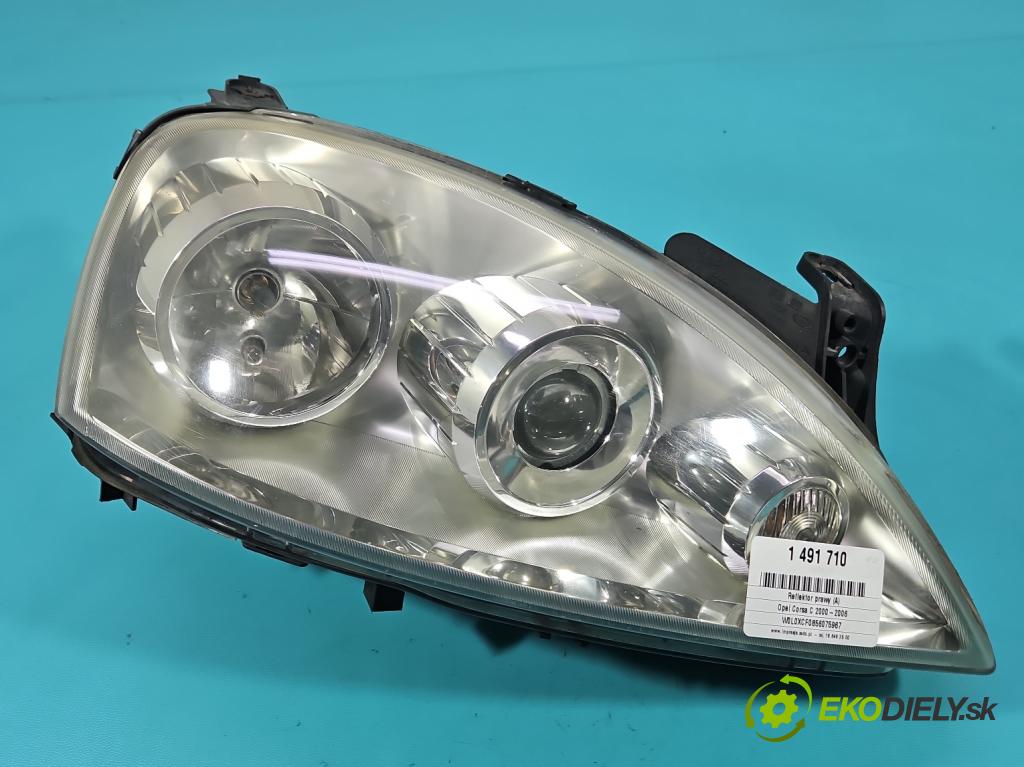 Opel Corsa C 2000-2006 1.2 16V 80 HP manual 59 kW 1229 cm3 3- Reflektor: pravý 0096726 (Svetlo predné pravé)